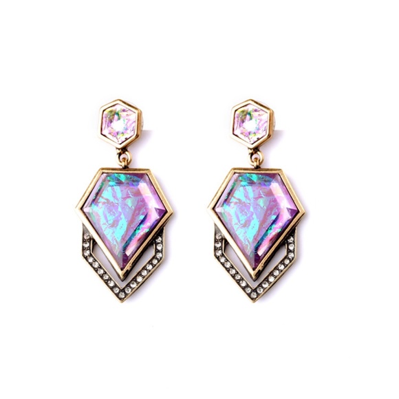 Dora Boutique Jewelry - Geometry Stone Diamond Drop Earrings